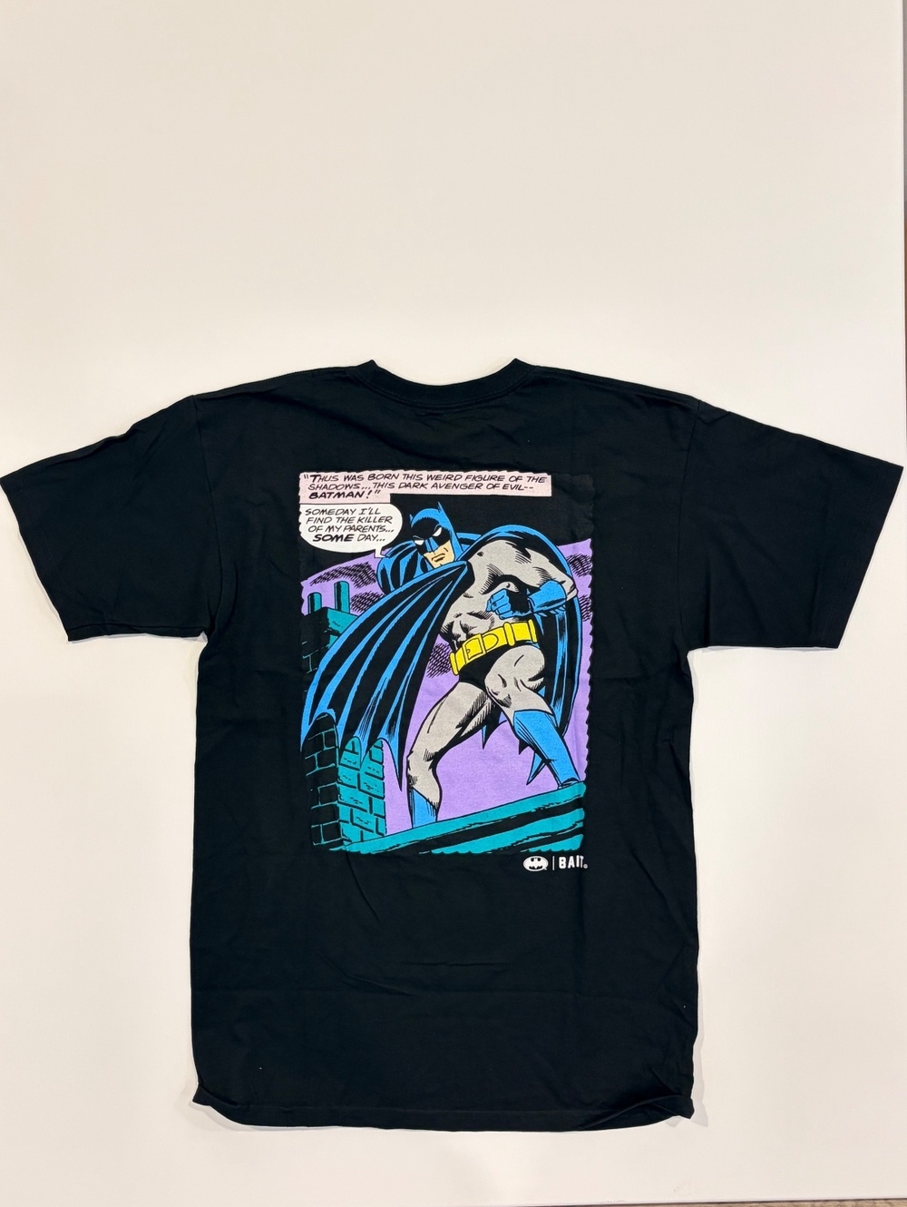 BAIT x Batman Medium Black Graphic T-Shirt 100% Cotton Vintage Comic Print